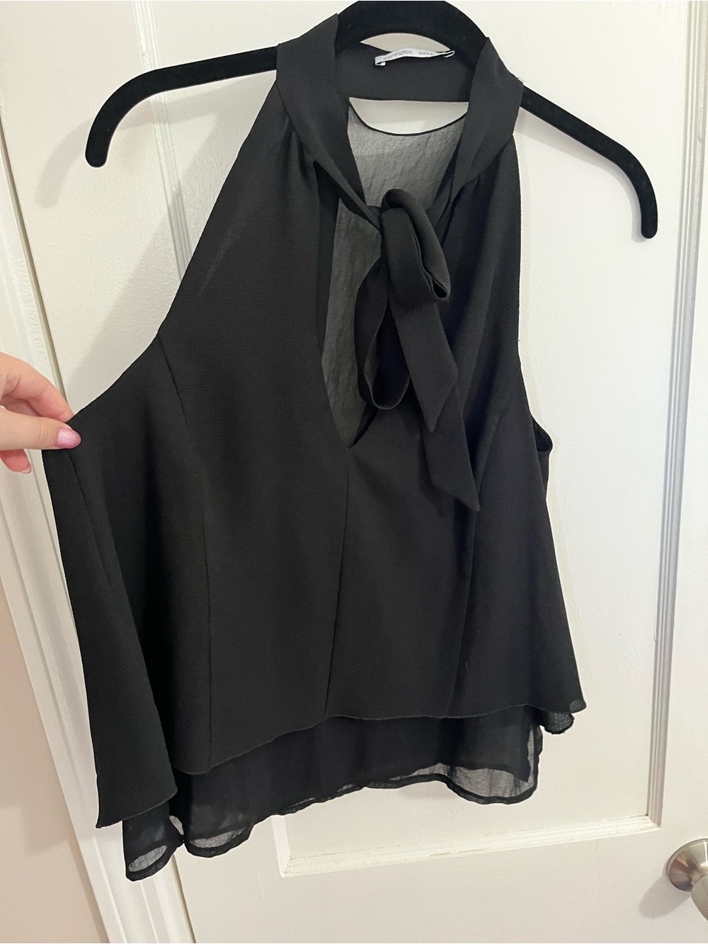 Zara Black Tie-Neck Halter Camisole